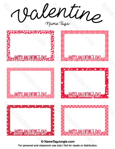 Printable Valentine Name Tags